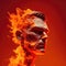Fiery Personality: portrait of a person with a fiery personality against a blazing orange wall digital character avatar