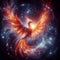 A fiery Phoenix, reborn from digital ashes in the glow of deep space.