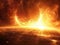 A fiery planetâ€™s surface illuminated by an intense solar flare