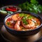 Fiery Prawn Elixir A Spicy Soup Delight. Generative AI