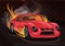 fiery race car. Vector illustration decorative design