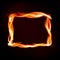 Fiery rectangle of flames on dark background