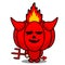 Fiery red devil pumpkin mascot without wing