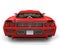 Fiery red modern super race car - back view