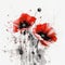 Fiery Red Poppy Bunch on White Background in Modern Watercolor Style for Invitations and Posters.