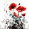 Fiery Red Poppy Bunch on White Background in Modern Watercolor Style for Invitations and Posters.