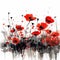 Fiery Red Poppy Bunch on White Background in Modern Watercolor Style for Invitations and Posters.