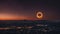 A fiery ring in the night sky, creating a spectacular display of light and heat