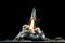 Fiery Rocket taking off moon. Generate Ai