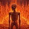 Fiery Skeleton: A Symbolic Figurative Landscape Painting By Mark Henson