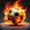 Fiery Soccer Ball: A Blazing Illustration of Passion and Competition AI-Generated