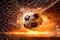 Fiery Soccer Ball In Goal With Net In Flames