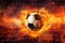 Fiery Soccer Ball In Goal With Net In Flames