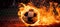 Fiery soccer ball smashing into goal with net in flames action packed sports concept