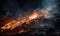 Fiery Space Scene With Massive Smoke Plumes