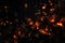 Fiery sparks from a fire on a black background close-up, Fire embers particles over black background, AI Generated