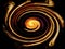 Fiery spirals of curvature of space on a black background