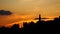 Fiery sunset from the old city of Bergamo to the hills surrounding the town