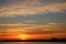 Fiery sunset sky over River Lune at Glasson Dock