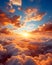 Fiery sunset with vibrant colors, dramatic sky, and serene atmosphere - AI generated