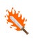 Fiery sword. Magic weapon of knight, sorcerer, magician. Fire spell