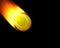 Fiery tennis ball flying like a meteorite on a black background. 3D rendering