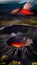 Fiery Volcanic Crater Erupting Amidst Vast Wilderness Landscape
