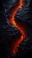 Fiery volcanic river background. Fracture of the earth crust. Bright colors. AI Generated.