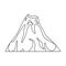 A fiery volcano.A mountain in which there is a volcanic eruption.Different mountains single icon in outline style vector
