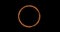 Fiery yellow red ring on a black background. Abstract circle of solar flame. A burning ring of fire gradually appeared