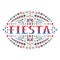 Fiesta creative word for festive card with Mexican embroidery motif.