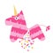 Fiesta pink unicorn mexican horse pinata illustration