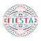 Fiesta word and Mexican embroidery motif for festive card.