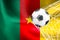 FIFA World Cup 2022, Cameroon National flag with a soccer ball in net, Qatar 2022 Wallpaper, 3D work and 3D image. Yerevan,