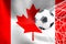FIFA World Cup 2022, Canada National flag with a soccer ball in net, Qatar 2022 Wallpaper, 3D work and 3D image. Yerevan, Armenia