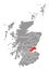 Fife red highlighted in map of Scotland UK