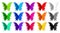 Fifteen colored butterflies with halftone