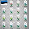 Fifteen flags the Counties of Estonia - alphabetical order with name. Set of 3d geolocation signs like flags Counties of Estonia.