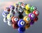 Fifteen pool billiard balls