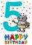 Fifth birthday cartoon card