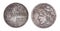 Fifty cruzeiros cents brazilian old coin, front and back faces isolated on white background