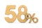 fifty eight percent on white background. Isolated 3D illustration