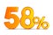 Fifty eight percent on white background. Isolated 3D illustration