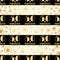 Fifty and fabulous birthday seamless vector pattern gold foil background. Black horizontal stripes with art deco style