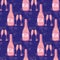 Fifty and fabulous seamless vector pattern background. Girly pink and purple bubble textured backdrop with Champagne