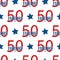 Fifty and fabulous text seamless vector pattern background. Blue red white modern style typography on backdrop with