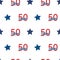 Fifty and fabulous text seamless vector pattern background. Blue red white modern style typography on backdrop with