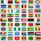 Fifty four flags of the countries of Africa. List of all flags African countries with inscriptions and original proportions on tra