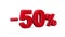 Fifty percent discount over white background, special offer, great offer, sale. 50 percent DISCOUNT bright red text on