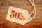 Fifty percent off reduced price - paper tag